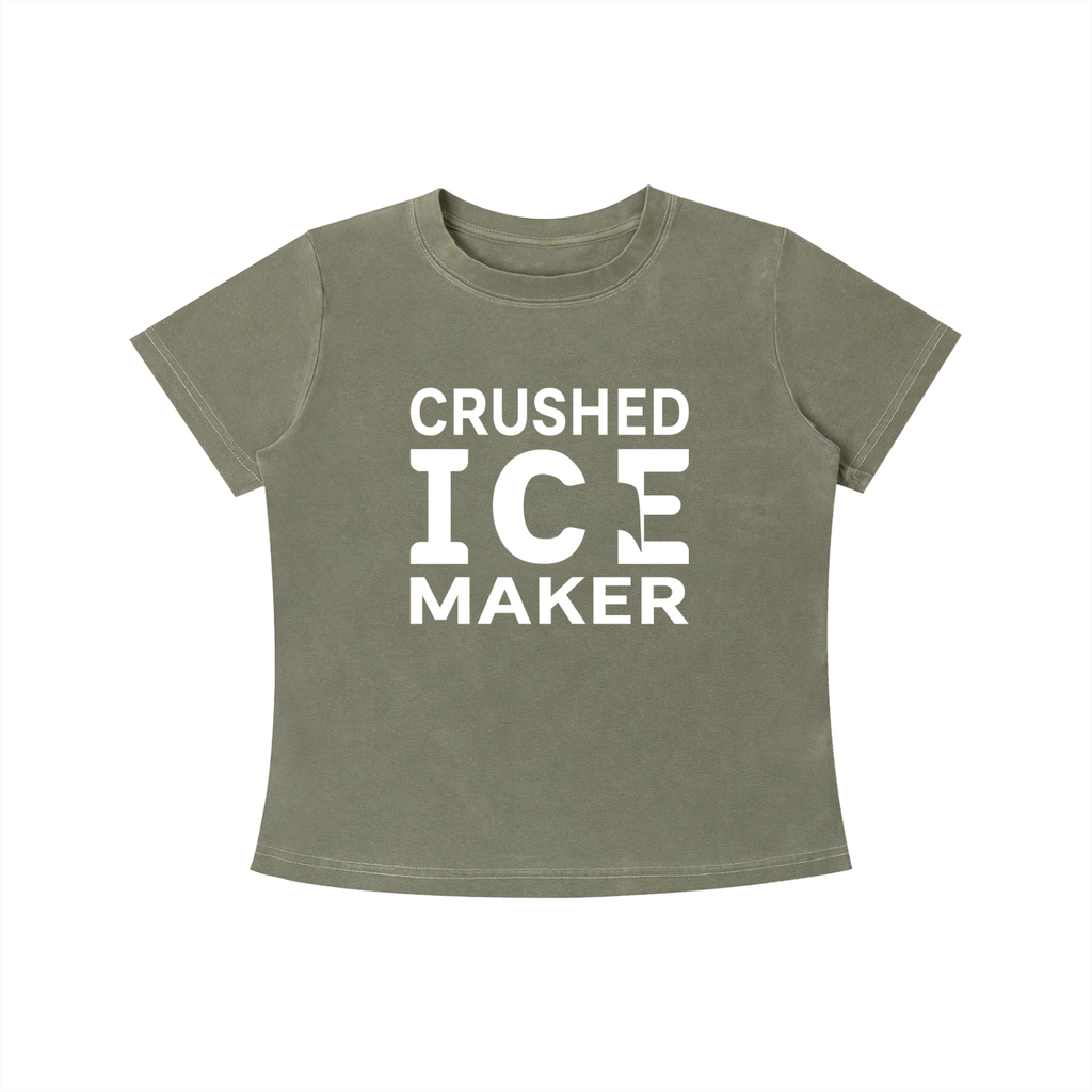 "Crushed Ice Maker" Vintage Wash Slim Fit T