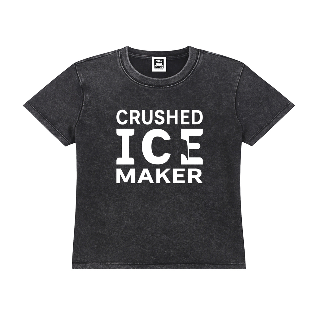 "Crushed Ice Maker" Vintage Wash Drop Shoulder T