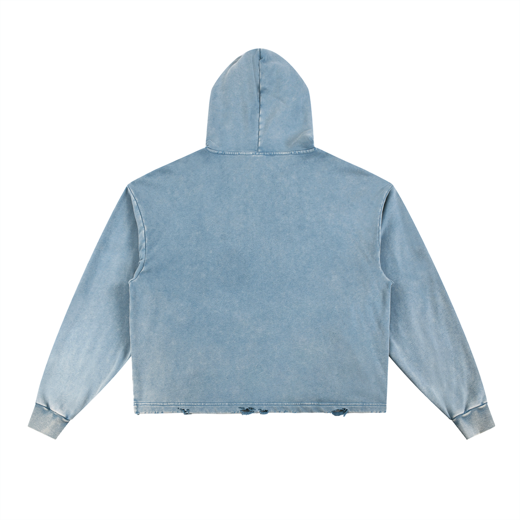 "Raising Kids Is So Ghetto" Vintage Washed Frayed-Hem Hoodie