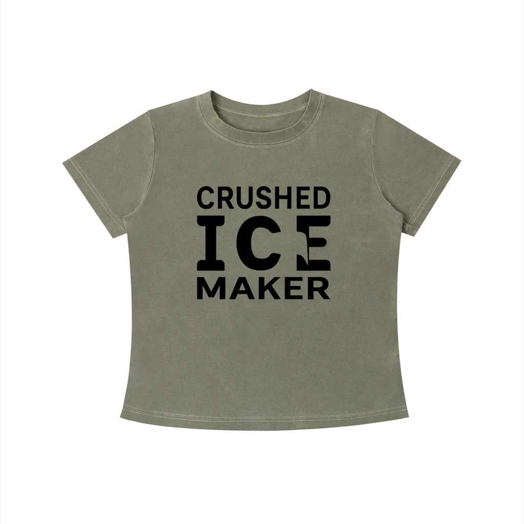 "Crushed Ice Maker" Vintage Wash Slim Fit T