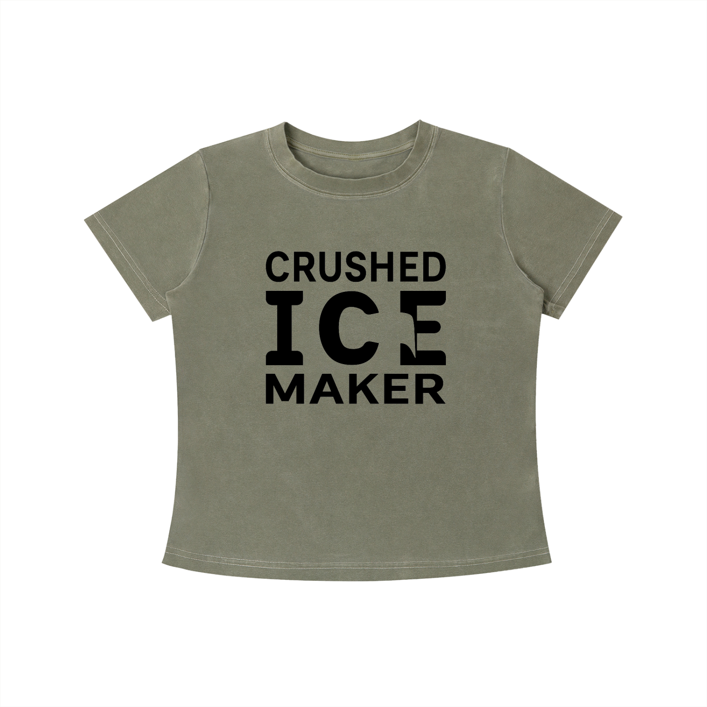 "Crushed Ice Maker" Vintage Wash Slim Fit T