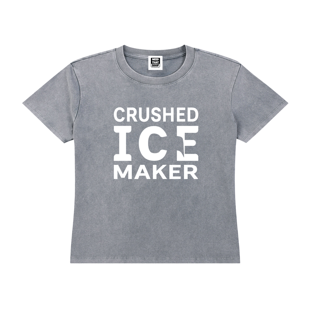"Crushed Ice Maker" Vintage Wash Drop Shoulder T