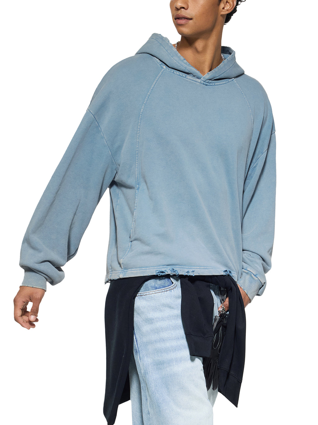 "Fatherhood Is So Ghetto" Vintage Washed Frayed-Hem Hoodie